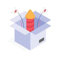 A box with a firework surprise for festive events vector