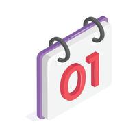 First day to the year, isometric icon of calendar vector