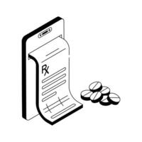 Prescription slip with medication pills for patient treatment vector