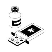 Blister pack with orange tablets for medication vector