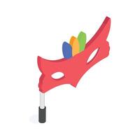 Party mask isometric design in trendy style vector