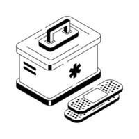 Get your hands on this amazing icon of first aid kit in isometric style vector