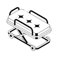 Stretcher used for patient transport in healthcare facilities vector