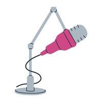 Hand drawn illustration of microphone on the pantograph, perfect for podcasting and recording. vector