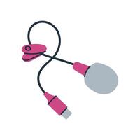 Hand drawn illustration of portable lapel microphone, perfect for podcasting and recording. vector