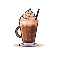 Creamy coffee beverage topped with whipped cream in a glass mug vector
