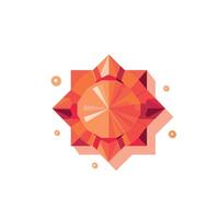 Bright orange geometric star shape design with circular patterns in a minimalist style vector