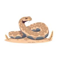 Colorful desert snake coiled on sandy ground with natural patterns vector