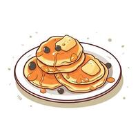 Delicious pancakes topped with syrup and butter on a plate with a warm and inviting appearance vector