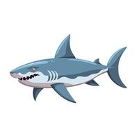 Cartoon representation of a shark swimming in ocean waters during daytime vector