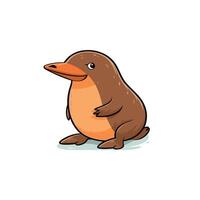 Cute cartoon character of a smiling platypus sitting happily on a white background vector