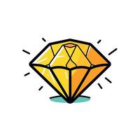 Bright yellow diamond shining with light reflections against a simple background vector