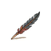 Vintage quill pen resting on a smooth surface with intricate feather design and warm colors vector