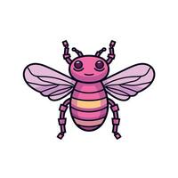 Cartoon illustration of a pink and purple bee with smiling face and playful wings vector