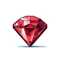Bright red diamond sits on a clean surface reflecting light in a stunning geometric shape vector