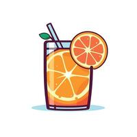 Refreshing orange drink garnished with fruit slice and leaf in a clear glass vector