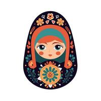 Colorful matryoshka doll with floral patterns and playful design representing traditional Russian art vector