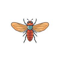 Brightly colored insect with orange wings and turquoise body against a simple background vector