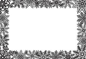 Snowflakes horizontal template postcard with copy space. Frame graphic illustration for Christmas or New Year. Ice stars for winter holiday design. Isolated clipart for web design, print, sale vector