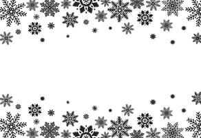 Snowflakes template postcard with copy space. Horizontal frame graphic illustration for Christmas or New Year. Ice stars for winter holiday design. Isolated clipart for web design, print, sale vector