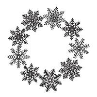 Snowflakes round frame. Wreath template with copy space. graphic illustration for Christmas and New Year. Ice stars for winter holiday design. Isolated clipart for web design, card, print, sale vector