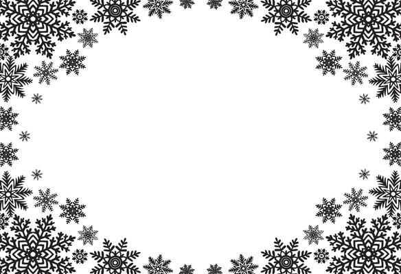 Snowflakes template postcard. Frame with copy space. graphic illustration for Christmas or New Year. Ice stars for winter holiday design. Isolated clipart for web design, print, sale