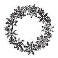 Snowflakes wreath frame. Round template with copy space. graphic illustration for Christmas and New Year. Ice stars for winter holiday design. Isolated clipart for web design, card, print, sale vector