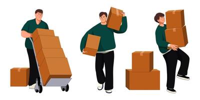 Set Of Delivery Boy vector