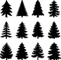 A Christmas tree silhouette illustration With White Background vector