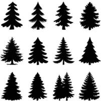 Christmas tree silhouette illustration With White Background vector