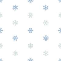 Simple Seamless Geometric Pattern Of Light Blue Snowflakes Different Shapes Isolated On White Background. Wrapping Paper, Wallpapers, Textile. Collection Of Winter Patterns. Flat Retro Style. vector