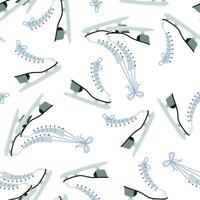 Unusual Simple Seamless Pattern Of White Ice Figure Skates On White Background. Flat Retro Style. Wrapping Paper, Fabric, Textile, Wallpapers, Tile. illustration vector