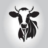 black and white Cow head vector