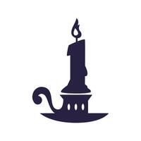 christmas candle icons of black color design vector