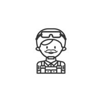 Soldier icon on white background. Outline icon Army concept. vector
