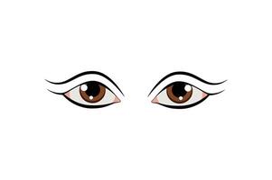 Illustration Expressive Brown Eyes with Bold Eyeliner. vector