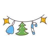 Festive garland with with New Years toys. vector