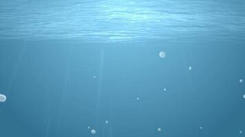 Beautiful abstract background material with light shining into the water and the air bubbles that occasionally appear video