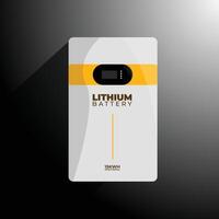 Flat Design Lithium Battery Illustration for Renewable Energy with a sleek modern design and yellow accent, ideal for renewable energy projects, solar power branding, and clean energy presentations vector