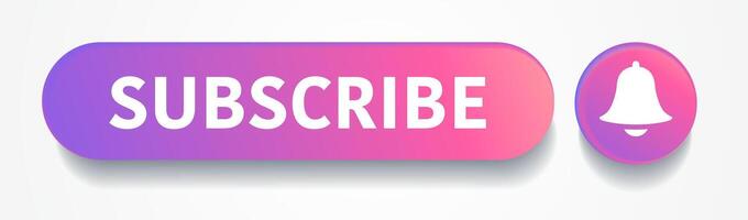 Subscribe and notification button icon set vector