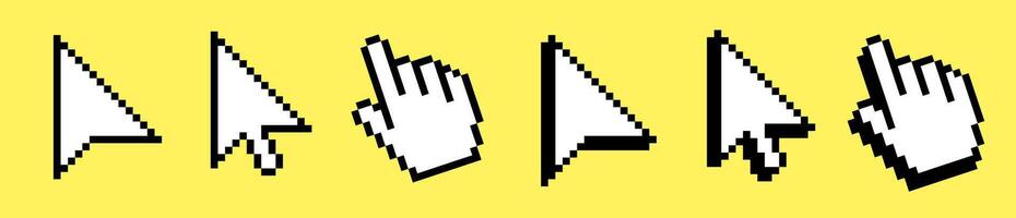 Cursor icons set arrow, arm flat and 3d style vector