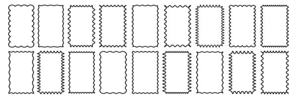 Cloudy wave curve edge frame set black color vector