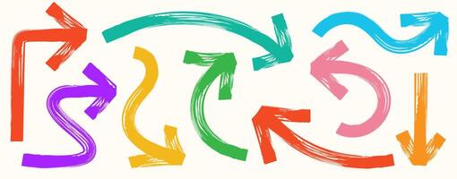 Arrow marker bold style colorful texture set vector