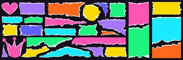 Collection of torn paper textures colorful vector