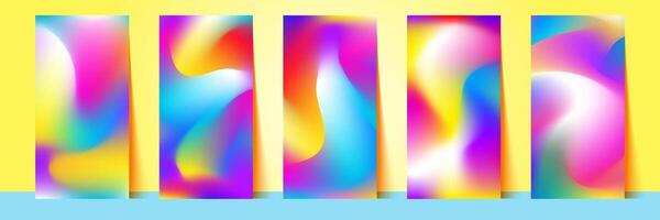 Abstract liquid gradient cover design template set vector