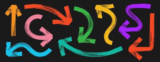 Arrow marker hand drawn bold style set vector