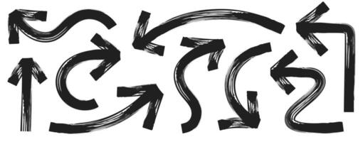 Arrow marker bold style black color texture set vector