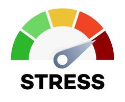 Stress level meter dashboard with arrow vector