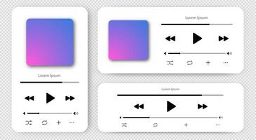 Podcast audio player bar template set vector
