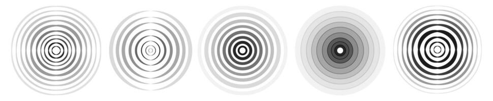 Sonar or sound wave ring set black color vector